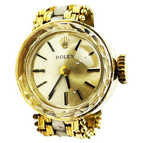 vintage rolex 14k gold watch white